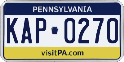 PA license plate KAP0270