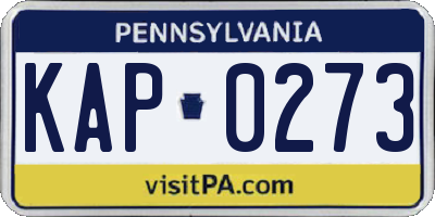 PA license plate KAP0273