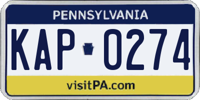 PA license plate KAP0274