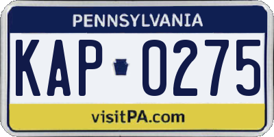 PA license plate KAP0275