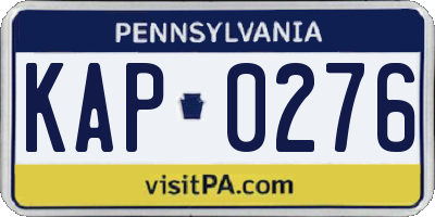 PA license plate KAP0276