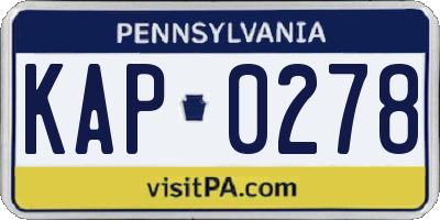 PA license plate KAP0278