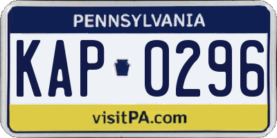 PA license plate KAP0296