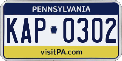 PA license plate KAP0302