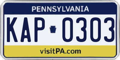 PA license plate KAP0303