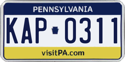 PA license plate KAP0311