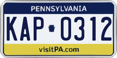 PA license plate KAP0312