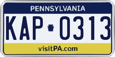 PA license plate KAP0313