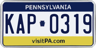 PA license plate KAP0319