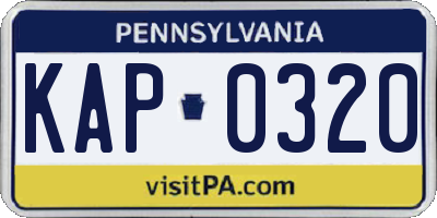 PA license plate KAP0320