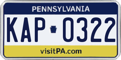 PA license plate KAP0322