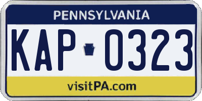PA license plate KAP0323