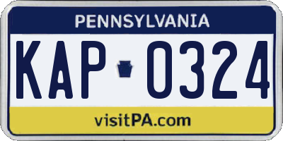 PA license plate KAP0324