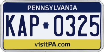 PA license plate KAP0325