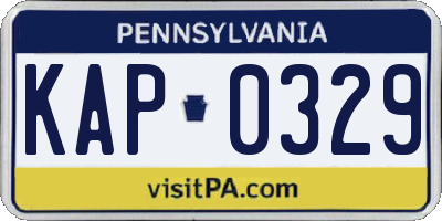 PA license plate KAP0329