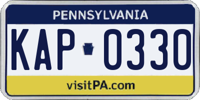 PA license plate KAP0330