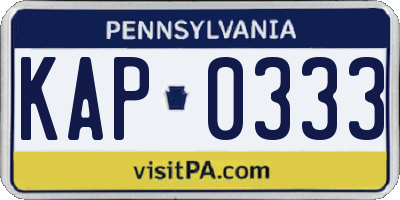 PA license plate KAP0333