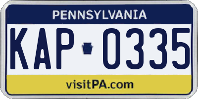 PA license plate KAP0335