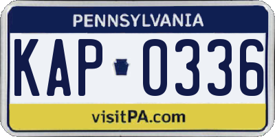 PA license plate KAP0336