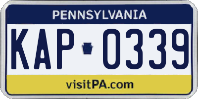 PA license plate KAP0339
