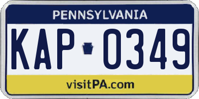 PA license plate KAP0349