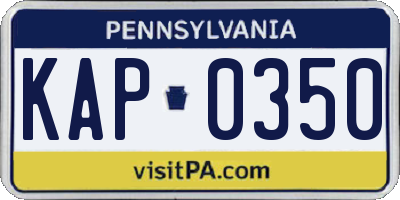 PA license plate KAP0350