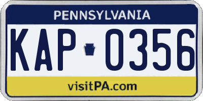 PA license plate KAP0356