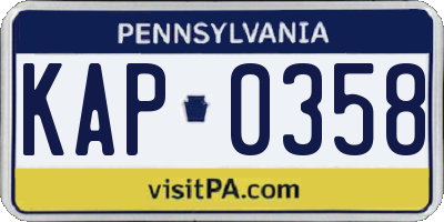 PA license plate KAP0358