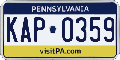 PA license plate KAP0359