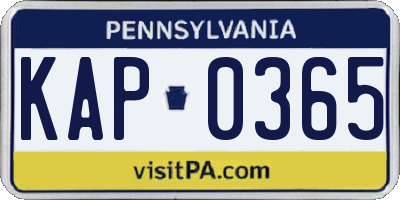 PA license plate KAP0365