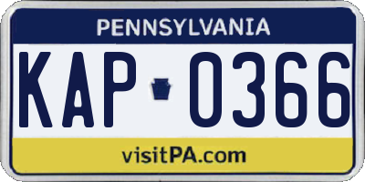 PA license plate KAP0366
