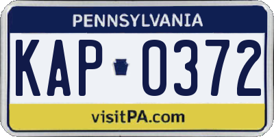 PA license plate KAP0372