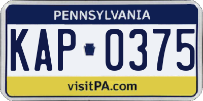 PA license plate KAP0375