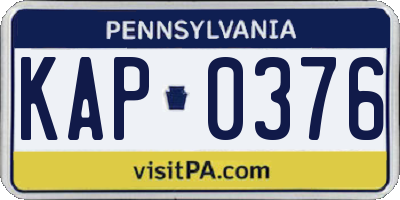 PA license plate KAP0376