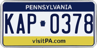 PA license plate KAP0378