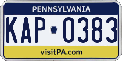 PA license plate KAP0383