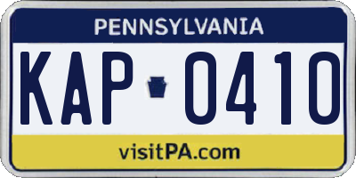 PA license plate KAP0410