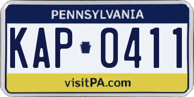 PA license plate KAP0411