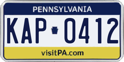 PA license plate KAP0412