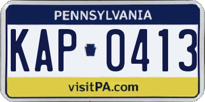 PA license plate KAP0413