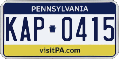 PA license plate KAP0415