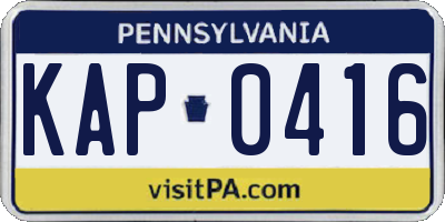 PA license plate KAP0416