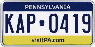 PA license plate KAP0419