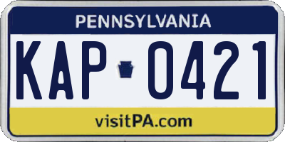 PA license plate KAP0421