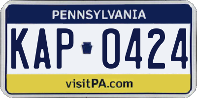 PA license plate KAP0424