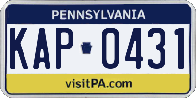 PA license plate KAP0431