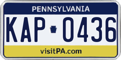 PA license plate KAP0436