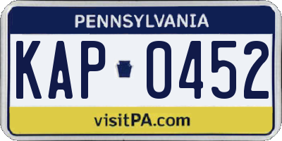 PA license plate KAP0452