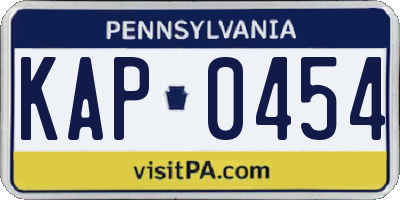 PA license plate KAP0454