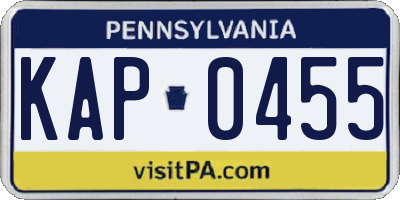PA license plate KAP0455